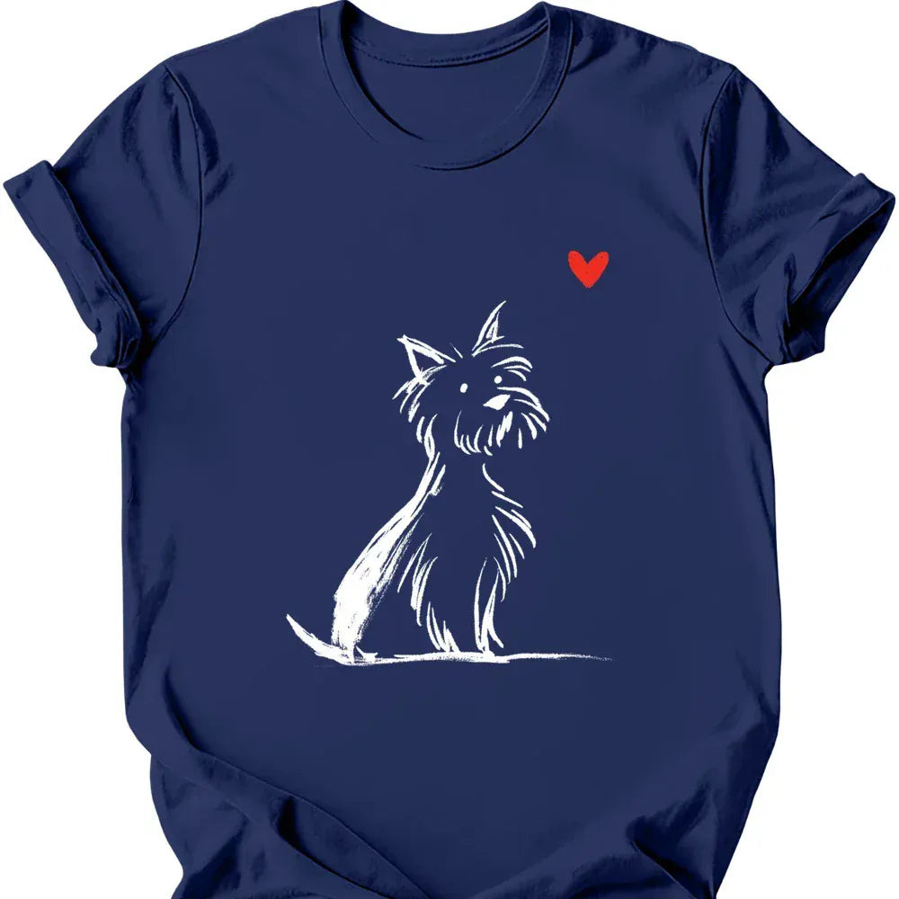 Yorkshire Terrier sketch tee navy