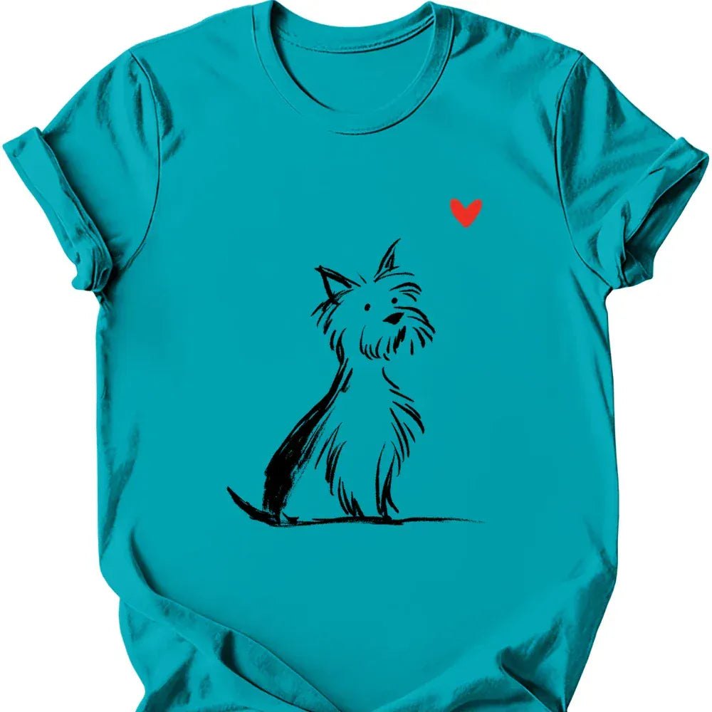 Yorkshire Terrier sketch tee tropical blue