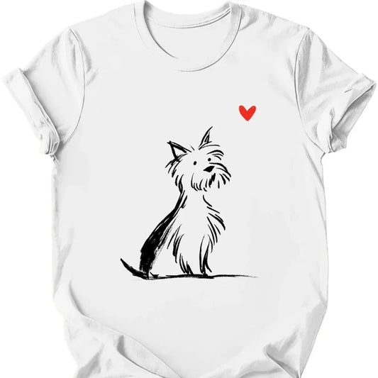 Yorkshire Terrier sketch tee white